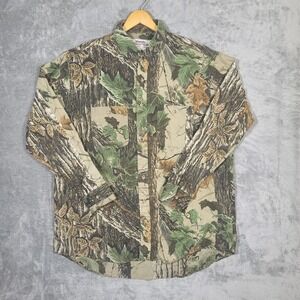 Vtg Wrangler Rugged Wear Mens XL Real Tree Camo Button Front Long Sleeve